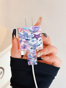 Funda protectora de cable de carga con diseño de tortuga marina, compatible con cargador Apple de 20W, funda protectora minimalista para cargador Apple, se ajusta al cable de carga de teléfono 15/16 Pro Max de 20W, resistente a arañazos y mordeduras, adecuado para 13/14 Plus - Multicolor - Ver 3