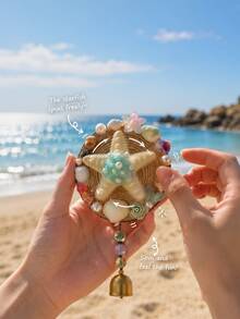 1件手工旋轉海星風鈴(不含繩子),適合庭院與海灘居家裝飾,旋轉貝殼吊掛鈴飾,鄉村風海洋風鈴,戶外花園陽台門廊裝飾,夏季居家裝飾禮物 - a - 查看 3