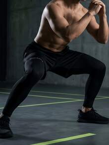 Men's 2-In-1 Sports Compression Long Pants With Shorts, For Gym Trainers, Jogging Enthusiasts, Basketball Players, Suitable For High-Intensity Training And Outdoor Sports, Physical Training, Physical Exams - Black - View 4