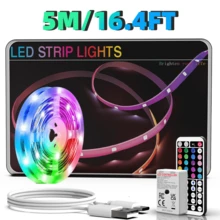 Tiras de luces LED RGB de 3‑100 pies, control remoto de 44 teclas, 6 modos DIY, brillo regulable, recortables, fáciles de instalar, luces decorativas de cambio de color para decoración de habitación, decoración de pared, decoración del hogar, fiesta, estantería - 3535RGB - Ver 10