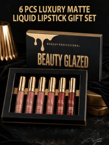 beauty glazed 6支装哑光丝绒液体唇膏套装，哑光液体唇釉，防水唇彩 - 6件 - 查看 2