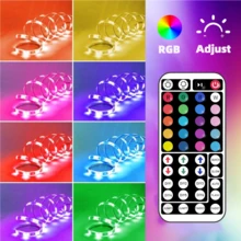 Tiras de luces LED RGB de 3‑100 pies, control remoto de 44 teclas, 6 modos DIY, brillo regulable, recortables, fáciles de instalar, luces decorativas de cambio de color para decoración de habitación, decoración de pared, decoración del hogar, fiesta, estantería - 3535RGB - Ver 4
