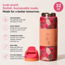 0WAL'A 32oz Limited Edition Insulated Water Bottle, Sports Water Bottle, Leak-Proof Design With A Pop-Up Lid, Available In Multiple Colors, Designed For Water Enthusiasts, Perfect For Fitness, Running, School, And As A Holiday Gift Or A Gift For Her.  A Stylish New Water Bottle For Women. - hồng - Xem 3