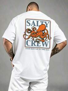 Men'S "Salty Crew" Octopus Graphic T-Shirt - Red Casual Short Sleeve Tee With Bold Blue & Orange Print, Relaxed Fit, Perfect For Summer Outings Or Gifts Cotton T Shirt Vintage Shirts Graphic Tees Street Life Men Funny Shirts Halloween Fgift,Printed & Shipped In USA,Camisas Para Hombre,Mens Clothes,Summer Outfits,Summer Tops,Graphic Tee,St Pattys Day Outfit,Easter Outfits,Spring Clothes - trắng - Xem 10