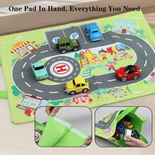 Kinder Spielzeug Tragetasche mit Spielmatte, kombiniert mit Auto Parkgarage Matte Spielset Straßenmatte, Kinderspielzeug Autos, Mini-Autos - Verschiedenfarbig - Übersicht 5