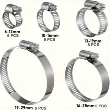Kit Fitting Penjepit Pipa Baja Tahan Karat Tugas Berat 25 buah dengan Konektor Heliks (Berulir) Baut/Galled, Rentang Ukuran yang Dapat Disesuaikan (25/64' hingga 2-3/4') untuk Sistem Perpipaan, Otomotif, HVAC - Aplikasi Bahan Bakar, Air, dan Tabung - A - View 3