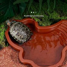 1Pc Large Shallow River Style Reptile Bath Tub, Multi-Style Practical Design, Plastic, Pet Tank Accessory, Shallow Basin Shape, For Turtle Lizard Frog Snake Scorpion Amphibian Drinking & Soaking - Multicolor - View 2