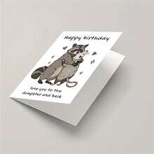 1pc Card Depicting Raccoon And Weasel Embracing, Suitable As A Quirky Valentine's Day Gift, Best Friend's Birthday Surprise, Or Humorous Anniversary Card With Cute Mouse Illustration - View 6