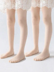 1入組女孩透氣白色緊身連褲襪，具有網眼細節和底部開口，適合日常穿著。 - 米色 - 查看 32