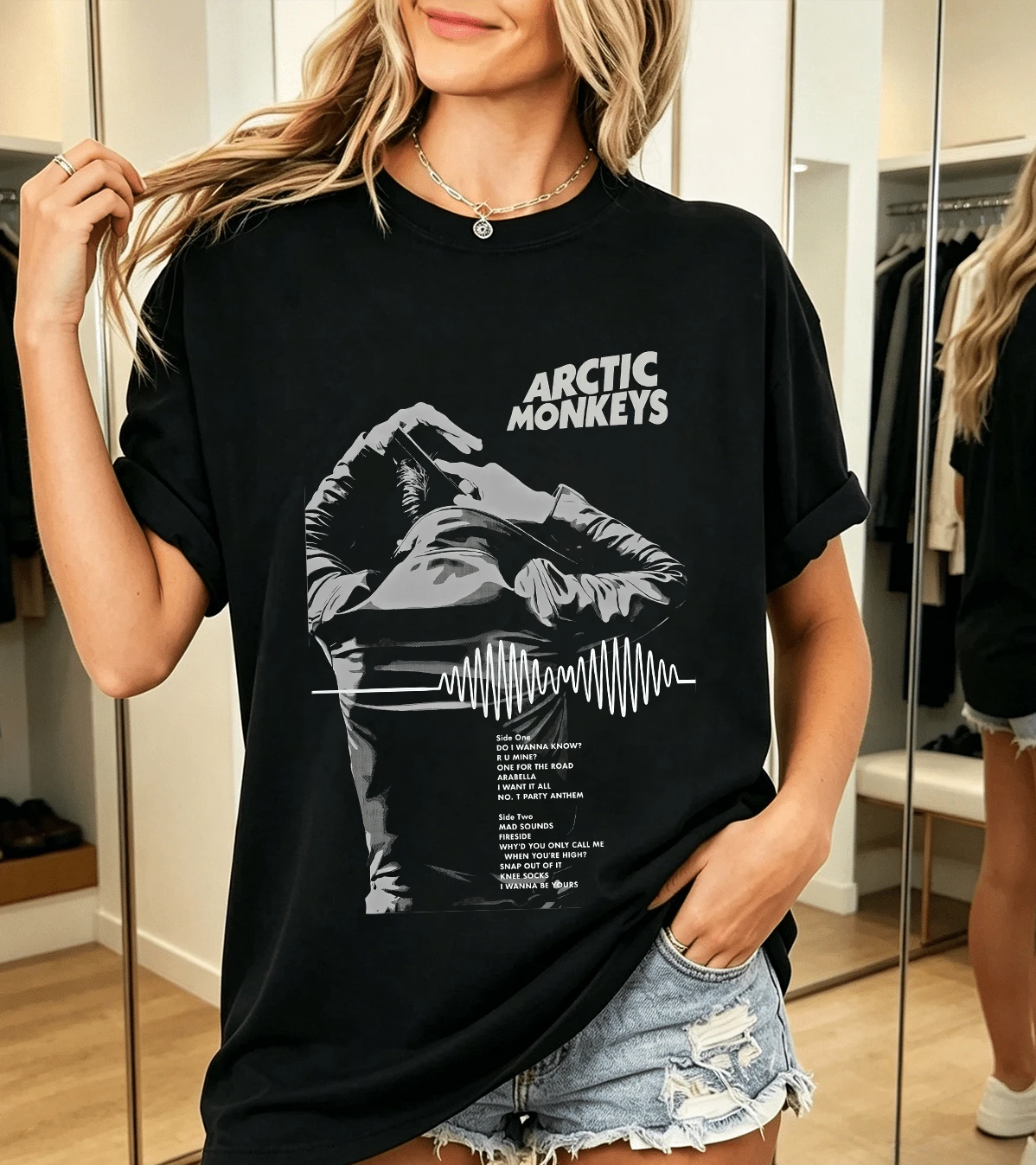Arctic Monkeyss T-Shirt 100% Cotton Album Art Unisex - Black - View 1