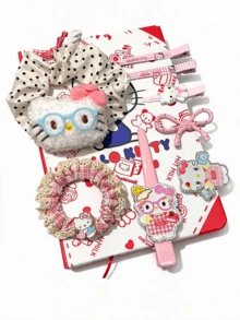 Miniso Set Aksesori Rambut Hello Kitty 9 Buah Termasuk Jepit Rambut, Ikat Rambut, Jepit Rambut Halus, Lembut, Ringan, Nyaman, Praktis, Mudah Digunakan untuk Wanita dan Dewasa, Pemakaian Sehari-hari, Pesta, Cosplay, Hadiah. Termasuk Jepit Rambut Ekor Kuda, Jepit Poni. - gaya1 - View 7