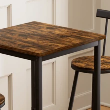 Bar Table And Stool Set, Dining Table With Two Chairs With Footrests, Metal Frame, Industrial Style Bar Table Set, Suitable For Dining Rooms, Living Rooms, Etc., 60cm*60cm*92cm - Rust Brown - View 11