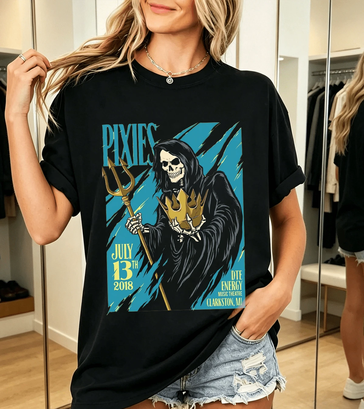 Pixies Women's T-Shirt 100% Cotton Concert Tour Poster Unique - Black - View 1