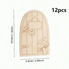 12pcs Mini Wooden Fairy Doors, Multiple Styles DIY Craft Decorations, Suitable For Home Garden Office Decor, Small Fairy House Doors - Door - View 9
