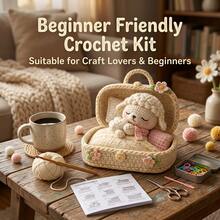1Set Animal Crochet Kit, Crochet Kit For Beginners, Beginner Crochet Kit For Adults With Step-By-Step Text Tutorials, Sleeping Lamb DIY Crafts For Adults, Contemporary Home Decorative Ornaments, Cute Birthday Easter Day And Spring Gifts - Sleeping Lamb - View 9