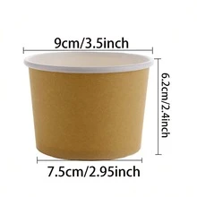 10/20/50pcs Brown Paper Ice Cream Cups With White Rim, Brown Paper Bowls, Top Diameter 3.5", Bottom Diameter 2.95", Height 2.4", Suitable For Ice Cream, Yogurt, Dessert, Party, Picnic, Family Gathering, Holiday, Event Container, Unisex - True Colors - View 2