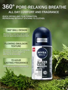 Nivea 清爽止汗露，雙鋅薄膜技術，360°滾珠設計，液體乳液質地，72小時長效異味控制，清爽不黏膩，防止黃漬，無殘留，透氣，從源頭阻汗 - 白&黑清爽型 - 查看 8