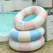 Adult Double Air Chamber Backrest Swimming Ring, Inflatable Striped Water Park Floating Swimming Ring (Handle Color Random), Lightweight And Durable, Suitable For Beach, Pool Party, Summer Fun, Water Safety, Photography Props And Decoration, Inflatable Pool Buoyancy Device, Beach Essential, Classic Design, Must-Have For Home Pool, Beach Party, Unique And Fun Style - Multiple Styles - View 5