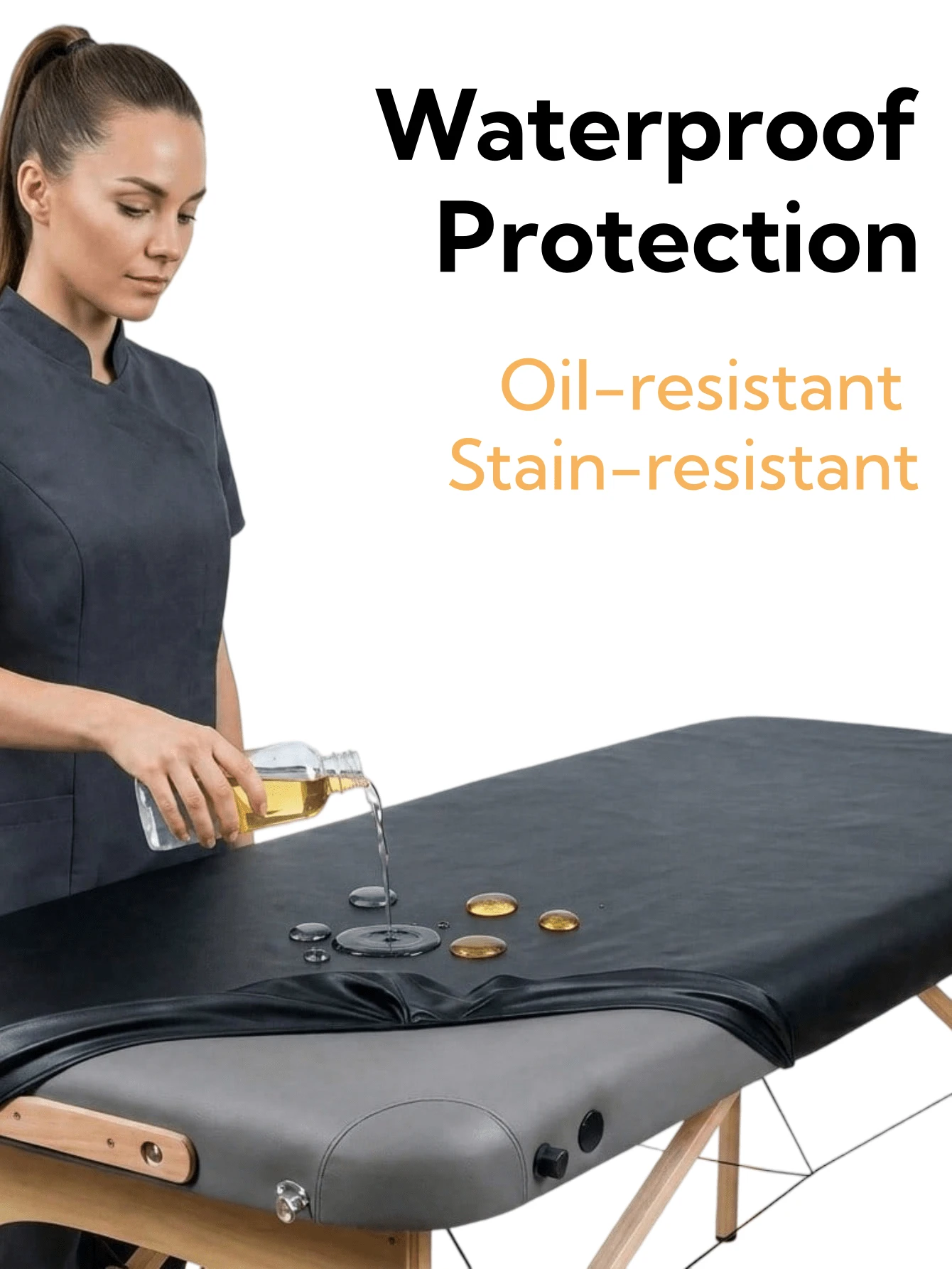 Waterproof Reusable Massage Table Cover, Stain-Resistant & Easy To Clean, Removable Fitted Protective Pad, Suitable For Massage Tables, Salons, Durable & Comfortable Design For Tables Up To 34 Inches Wide