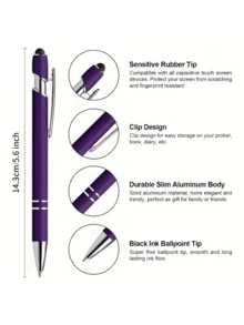 23pcs Dopamine Purple Retractable Ballpoint Pen Set, Black Ink, Comfortable Grip, Quick-Drying, 0.5mm Fine Tip, Stylus Compatible (2-In-1 Design), Ideal For Note-Taking, Writing, Office & Study, Perfect Gift For Birthday, Christmas, Halloween, Valentine's Day, New Year, Friends - Set (purple) - View 4