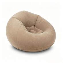 TAIMASI 1pc Beanless Bag Inflatable Lounge Chair, Flocking Multifunctional Portable Inflatable Sofa, Round Single Sofa For Living Room, Office Lunch Break, Outdoor Picnic Camping - Perfect For Labor Day, Thanksgiving, Christmas, And New Year's Outdoor Gatherings And Gifts - 灰色 - 查看 8