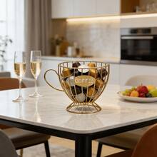 1 pieza Taza de almacenamiento de cápsulas de café - Cesta de almacenamiento con forma de taza de té | Cesta de almacenamiento hueca de metal para cocina, bar, organizador dedicado de cápsulas de café | Decoración de almacenamiento de escritorio estilo INS - Multicolor - Ver 7