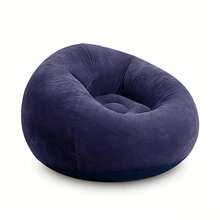 TAIMASI 1pc Beanless Bag Inflatable Lounge Chair, Flocking Multifunctional Portable Inflatable Sofa, Round Single Sofa For Living Room, Office Lunch Break, Outdoor Picnic Camping - Perfect For Labor Day, Thanksgiving, Christmas, And New Year's Outdoor Gatherings And Gifts - Màu xanh lam - Xem 8