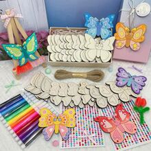 1/24/48pcs Paintable Wooden Handmade Set - Includes Unpainted Wooden ...