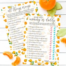 Orange Cute Baby Party Game, Mom Or Dad Matching And All Orange Items, 2 Set - Double-Sided Cards - A - View 1