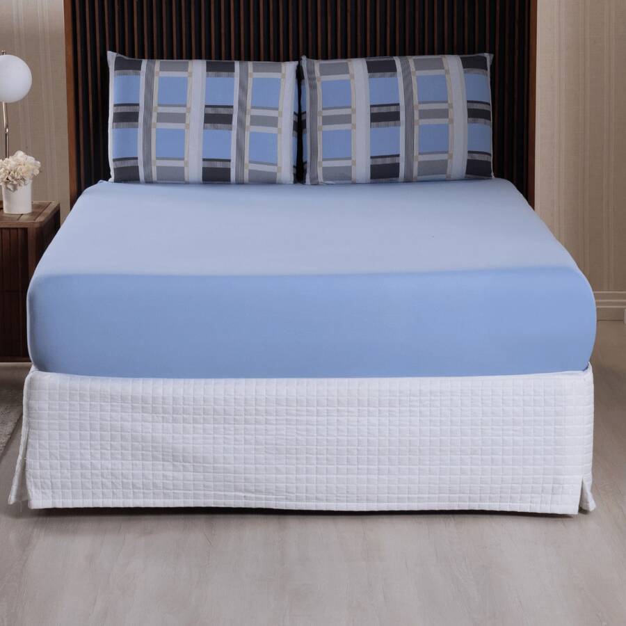 Single Bed Sheet Set, Printed, 100% Cotton Jersey Knit, With Elastic, 2 Pieces - 棋 - 查看 1