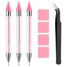 3 Packs Rhinestone Picker Tool Dotting Pen With Tweezer, Wax Pencil For Rhinestones, Gem Picker Pen Diamond Jewel Applicator, Rhinestone Tools Kit For Bedazzling DIY Nail Art - Multicolor - View 10