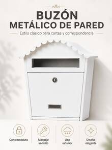Correo electrónico, gran capacidad tamaño A4, montado en la pared, tipo cerradura con llave, buzón de gran capacidad, periódico, montado en la pared, buzón, buzón, buzón, admite buzón familiar - Buzón con cúpula blanca - Ver 9
