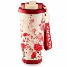 1个/18盎司花卉图案保温杯，带提手，保温6-12小时，保冷12-24小时，防漏，便携式咖啡杯，适合办公室、通勤、户外活动，是送给女性和学生的绝佳礼物 - 彩色 - 查看 12