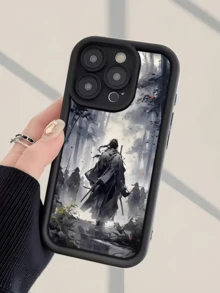 1件黑色水墨劍客極簡個性化TPU防震全包覆手機殼，適用於Apple 17, 16, 15, 14, 13, 12, 11 Pro Max, Air 及系列 - 彩色 - 查看 4