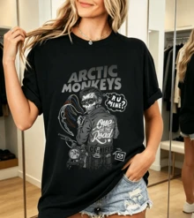 Arctic Monkeyss T-Shirt 100% Cotton R U Mine Skull - Black - View 1