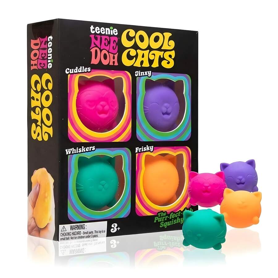 NeeDo Cool Cats Squishy, 4 gói thiết kế Sugar Ball, bóp giảm lo âu cho trò chơi cảm giác, đồ chơi fidget cảm giác, bóng xả stress squishy hồi chậm Cool Cats, đồ chơi bóp squishy, đồ chơi giảm stress kiểu kẹo cơ bắp dễ tạo hình, đồ chơi giải tỏa áp lực fidgetNeeDoh Cool Cats squishy dễ tạo hình đồ chơi giảm stress, kết cấu kẹo cơ bắp, đồ chơi bóp fidget hồi chậm giải tỏa áp lực - Nhiều màu - Xem 1