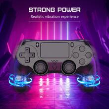 Wireless Controller For With Touchpad + Dual Vibration Motors, 6-Axis Gyroscope, 3.5mm Headphone Jack, Compatible With PS4/ Slim/Pro/PC/Mobile, Black - View 3