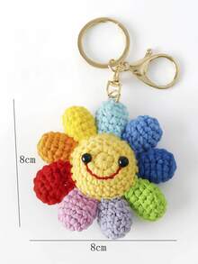 1pc Exquisite Handmade Sunflower Keychain, Fleece Hook Woven Product, Car Sunflower Key, Warm And Cute Gift, Suitable For Cars, Bag Pendants, Gifts For Relatives Or Friends, Suitable For Men And Women, Souvenirs, Gifts, Very Suitable For Valentine's Day - A - View 4