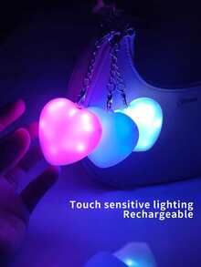 Heart-Shaped Touch Sensor Wallet Light, Illuminating Heart Wallet Light, USB Rechargeable, Smart Auto-Off, Portable For Purse, Handbag, Beach Bag, Pet Accessories, Multi-Functional Lamp - Heart-shaped Touch Sensor Light - View 6