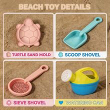 11pcs Kids Beach Toy Set, Includes Foldable Beach Bucket, Shovel And Sand Molds, Essential Outdoor Summer Play (Random Color) - Multicolor - View 7