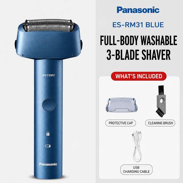  Máy cạo râu điện sạc lại Panasonic ES-RM31 cho nam, máy cạo râu màng 3 lưỡi với sạc Type-C, đầu cạo nổi, dùng được cả khô và ướt