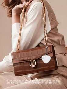 Heart-Shaped Touch Sensor Wallet Light, Illuminating Heart Wallet Light, USB Rechargeable, Smart Auto-Off, Portable For Purse, Handbag, Beach Bag, Pet Accessories, Multi-Functional Lamp - Heart-shaped Touch Sensor Light - View 7