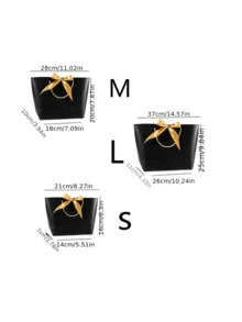 5pcs Black Gift Bags With Gold Bow Decor, Comes With Handles. Sizes: Large, Medium, Small. Suitable For Birthday, Wedding, Party Gift Packaging, Essential Gift Wrapping Supplies. - Multicolor - View 2
