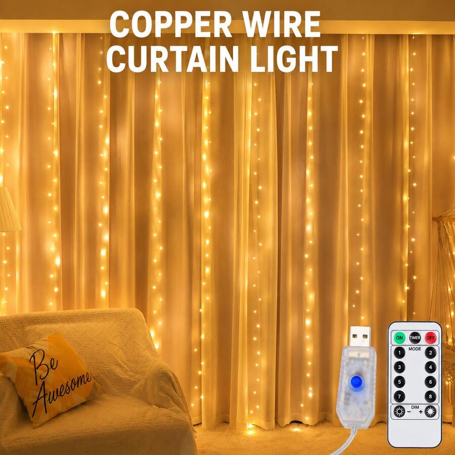 LED Curtain Lights, Dreamy String Lights With Remote Control, Perfect For Cozy Bedroom And Living Room Decor, Add Festive And Party Atmosphere, Create Romantic Curtain Lighting Effect - Multicolor - View 1