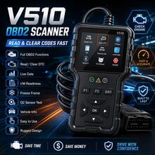 ماسح تشخيص OBD2 احترافي V510 للسيارات، يدعم 8 لغات، أداة قراءة وإعادة ضبط أكواد المحرك، متين، بدون الحاجة إلى بطارية، أداة إصلاح السيارات - الأسود - مشاهدة 1