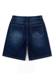 Men's Loose Casual Denim Shorts With Pockets Multi-Functional Summer Denim Shorts - Dark Wash - View 7