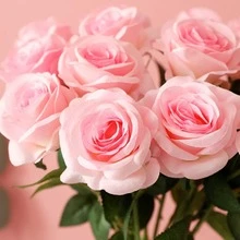 12 bông hoa giả, hoa hồng lụa với cành dài, phù hợp trang trí nhà, đám cưới, phòng tắm, nhà bếp - Nhiều màu - Xem 8