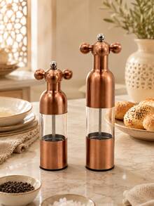 1 pieza Molinillo de especias de acero inoxidable para cocina, molinillo manual de sal y pimienta, molinillo de pimienta recargable con contenedor de especias transparente, adecuado para el hogar, la mesa y el restaurante - oro rosa - Ver 4