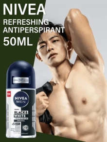 Nivea 清爽止汗露，雙鋅薄膜技術，360°滾珠設計，液體乳液質地，72小時長效異味控制，清爽不黏膩，防止黃漬，無殘留，透氣，從源頭阻汗 - 白&黑清爽型 - 查看 10