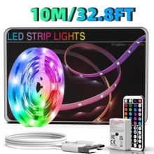 Tiras de luces LED RGB de 3‑100 pies, control remoto de 44 teclas, 6 modos DIY, brillo regulable, recortables, fáciles de instalar, luces decorativas de cambio de color para decoración de habitación, decoración de pared, decoración del hogar, fiesta, estantería - 3535RGB - Ver 14